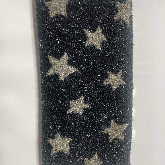 Moyna Black & Silver Star Beaded Clutch Purse - Picture 2 of 4